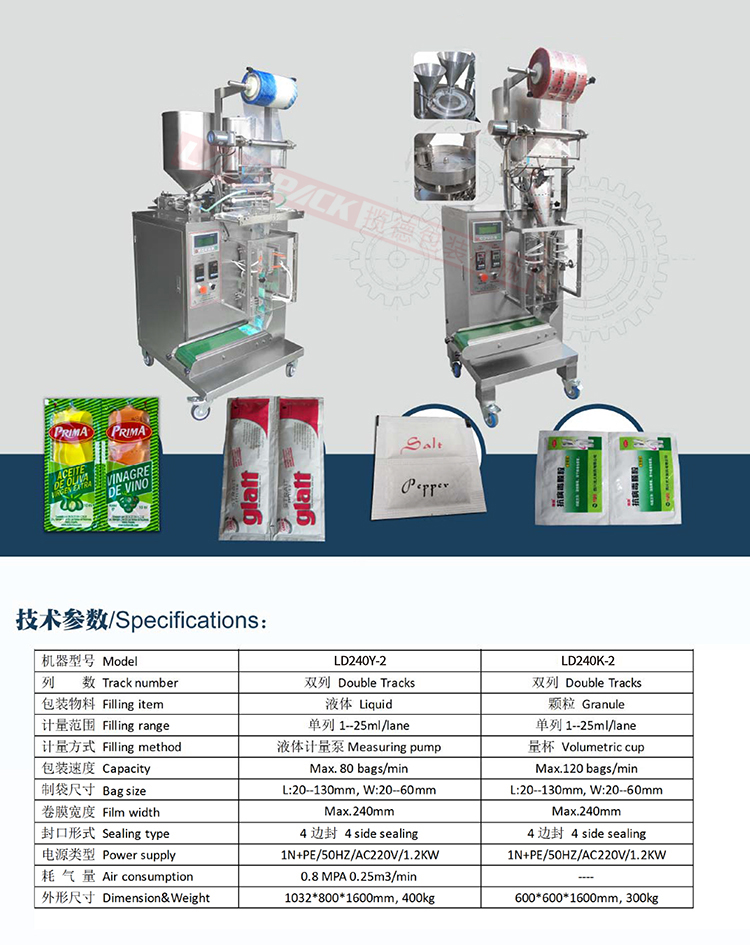 多列四边封颗粒包装机样品