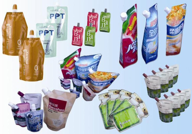 吸嘴袋液体包装机_自立吸嘴塑料袋包装机械包装样品